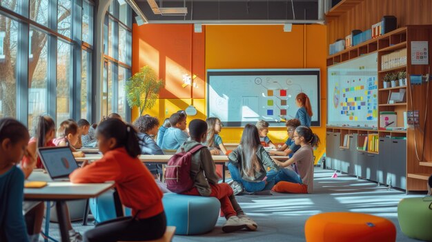 Foto crianças a participar de actividades recreativas na sala de aula