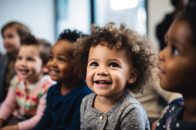 Crianças afro-americanas a olhar para o seu professor.