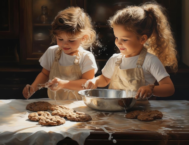 Foto crianças alegres preparam a comida