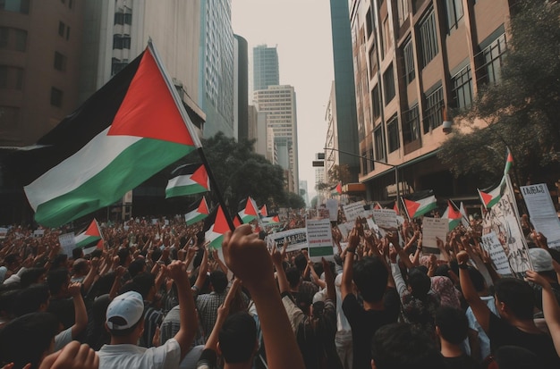 Crianças árabes na rua em guerra na Palestina em Aqsa