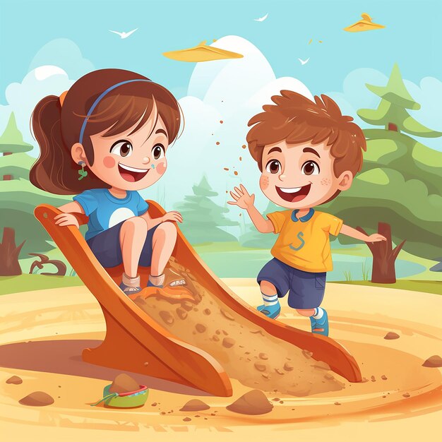 Foto crianças brincando no parque ou no jardim de infância