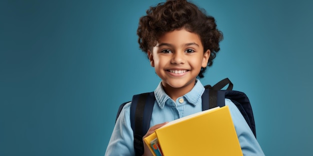 Crianças com livros e mochilas de volta à escola IA generativa