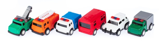 crianças de brinquedo de carro de coleção isoladas em um fundo branco.
