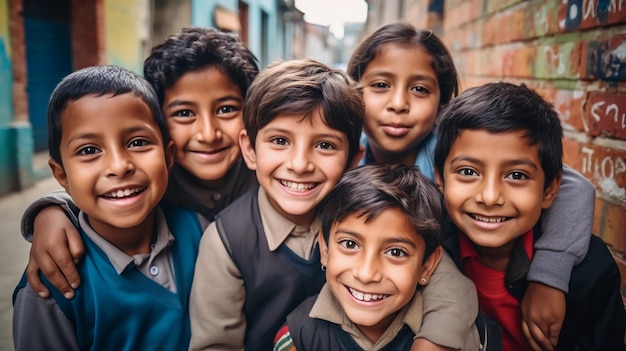 Crianças em idade escolar na América do Sul foto de grupo de 5 crianças