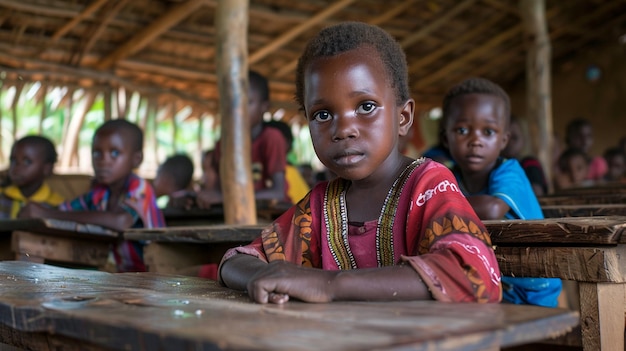 Crianças escolares envolvidas em atividades de sala de aula em África