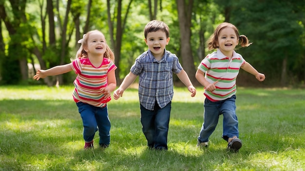 Crianças felizes a divertir-se juntas.