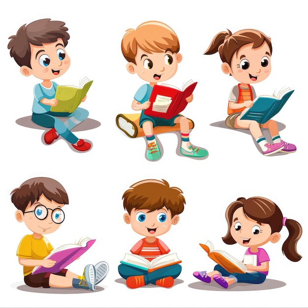 crianças lendo livros