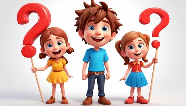 Crianças menino e menina imagem de desenho animado com rostos alegres
