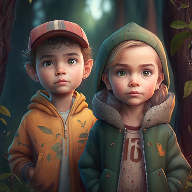 Crianças na floresta
