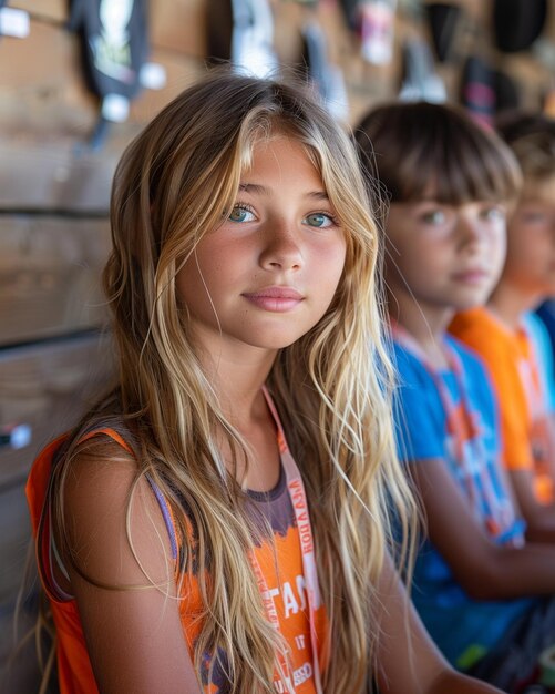 Crianças participando de um acampamento de codificação