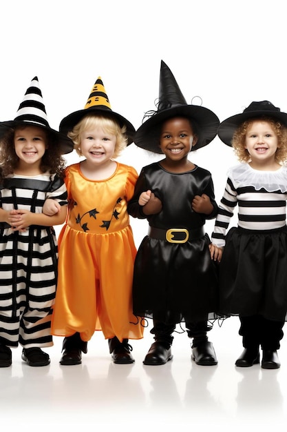 Crianças pequenas em trajes de Halloween