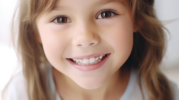 Crianças perfeitas sorrindo criança feliz com leite branco lindo sorriso dentário criança cuidados dentários