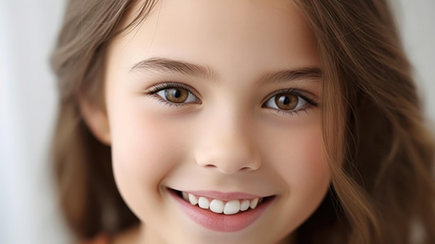 Crianças perfeitas sorrindo criança feliz com leite branco lindo sorriso dentário criança cuidados dentários