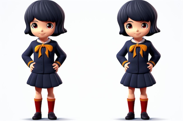Crianças personagem criança personagem uniforme escolar grafia menina escola personagem jovem