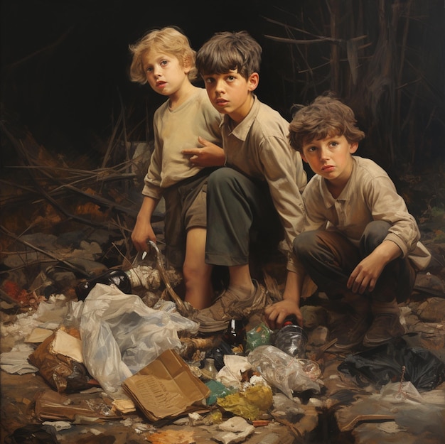 Foto crianças pobres sem-teto