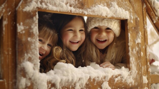 Crianças se divertindo e brincando na casinha de gengibre Perfeito para férias e temas festivos