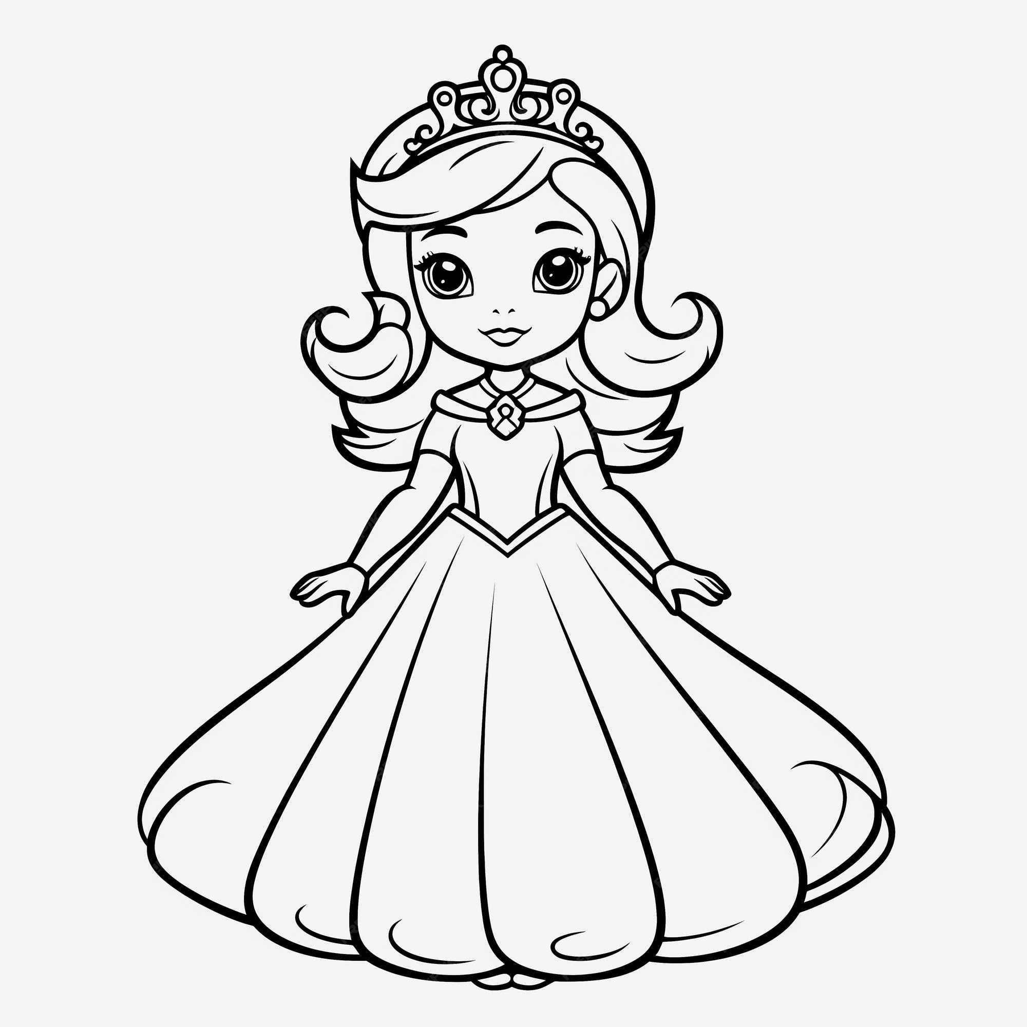 páginas para colorir princesas linhas dos desenhos animados meninas  ilustrações download grátis 5231054 Vetor no Vecteezy