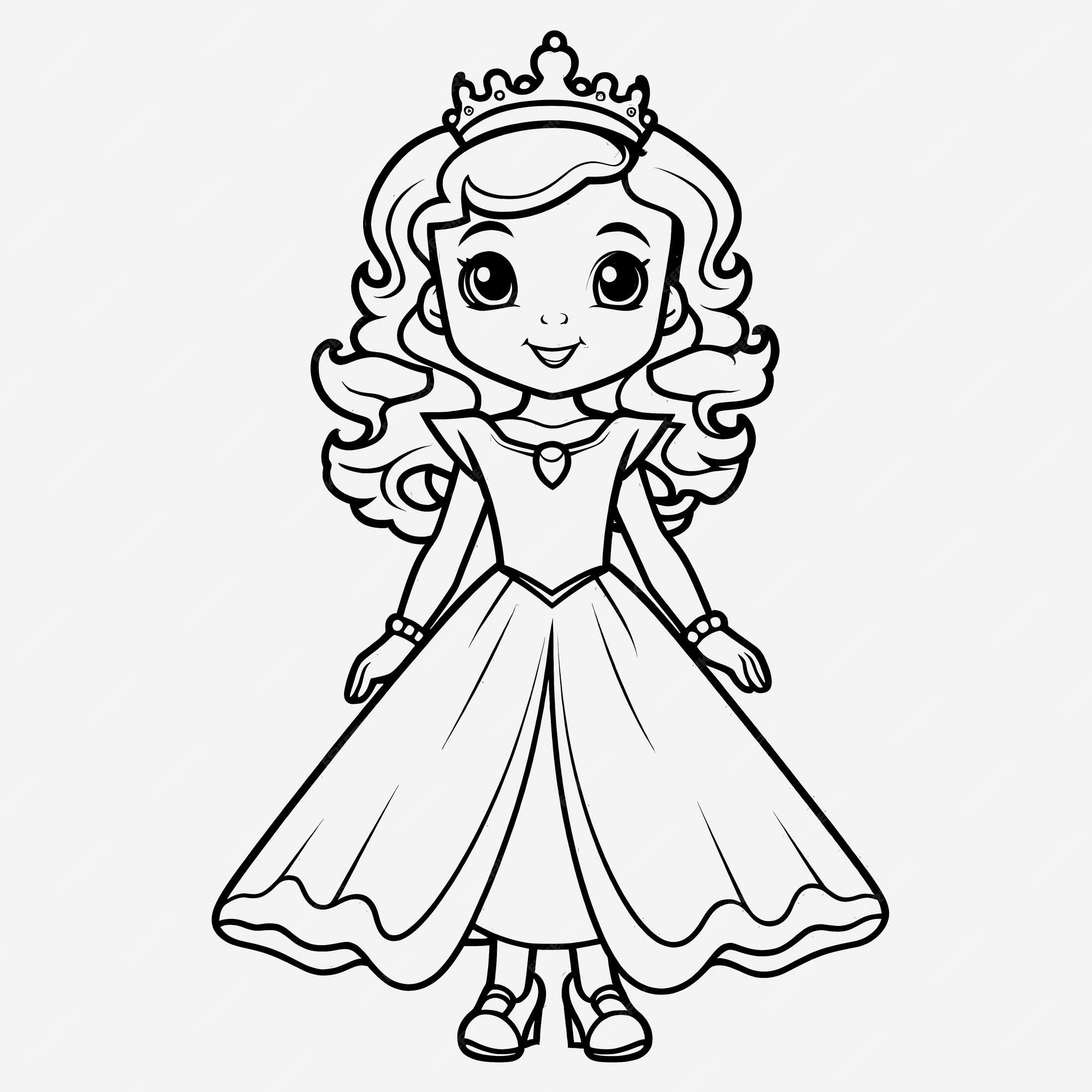 páginas para colorir princesas linhas dos desenhos animados meninas  ilustrações download grátis 5231054 Vetor no Vecteezy