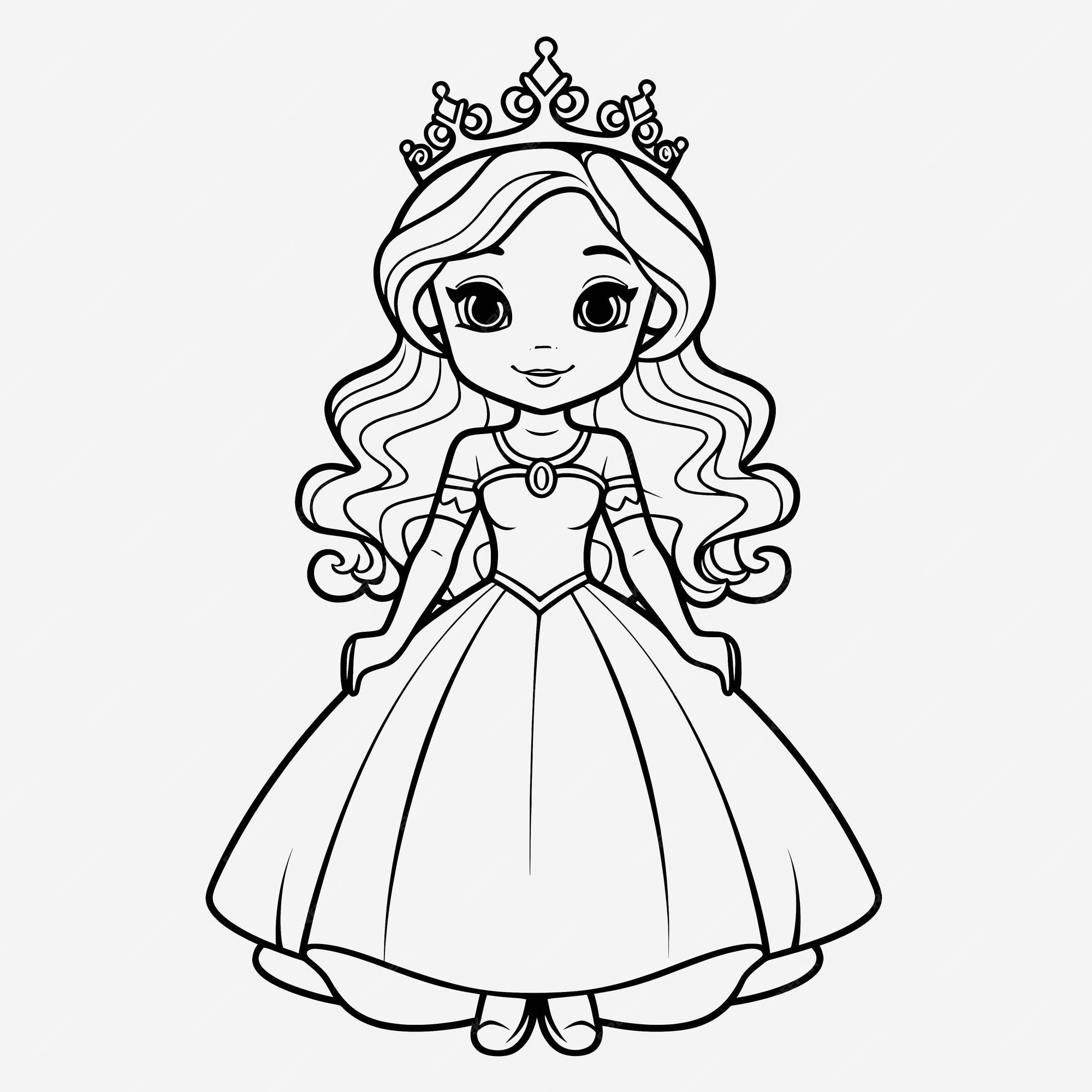 páginas para colorir princesas linhas dos desenhos animados meninas  ilustrações download grátis 5231054 Vetor no Vecteezy