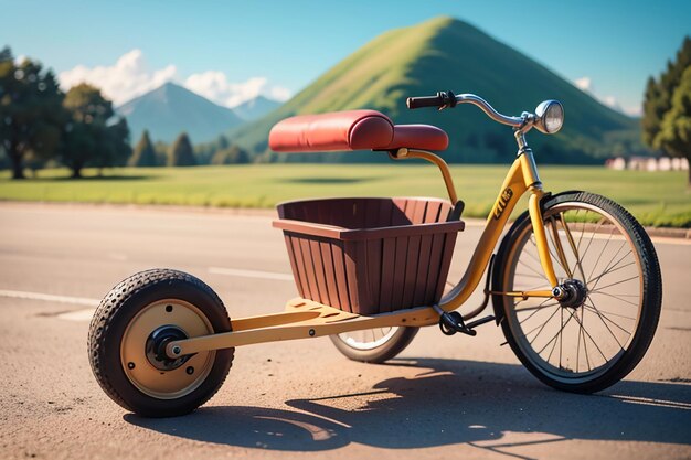 Foto crianças triciclo brinquedo bicicleta papel de parede fundo infância tempo feliz fotografia obras