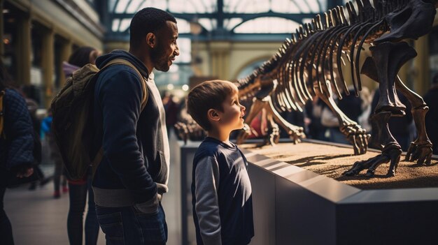 crianças visitando um museu