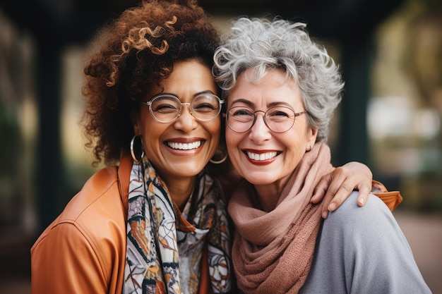 Foto criando memórias mulheres idosas multirraciais aproveitando a vida com ia generativa