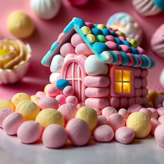 Criando uma encantadora pequena casa comestível feita de marshmallows gerados pela IA