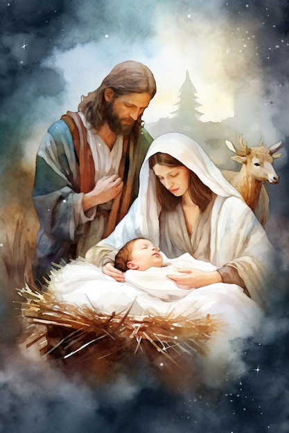Foto criar um berço jesus segurando um bebê em seus braços