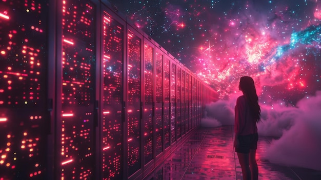 Criar uma exibição de néon de símbolos de computação em nuvem com iluminados