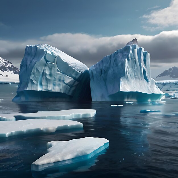 Criar uma imagem hiper-realista da entrada para a área restrita de icebergs gerada pela IA