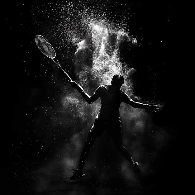 Foto criar uma silhueta abstrata de um jogador de badminton