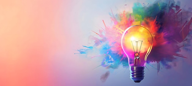 Criatividade colorida e ilustração do conceito de lâmpada