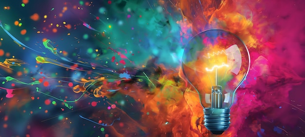 Criatividade Explosiva Uma lâmpada que explode com fumaça colorida