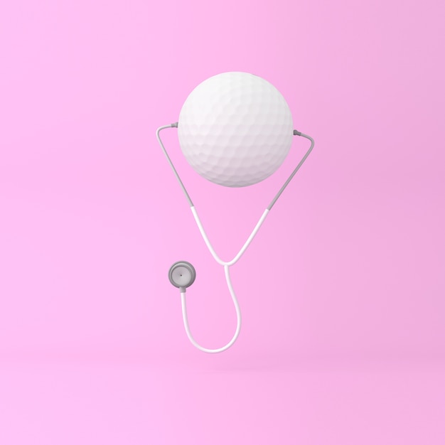 Criativo de golfe com estetoscópio no fundo rosa. conceito de Medical &amp; Health Care e