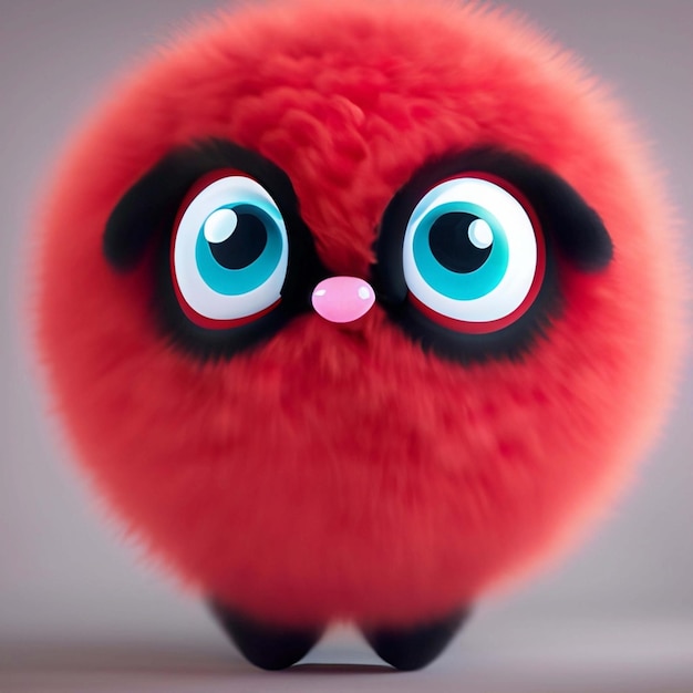 criatura fofa engraçada 3D com grandes olhos azuis