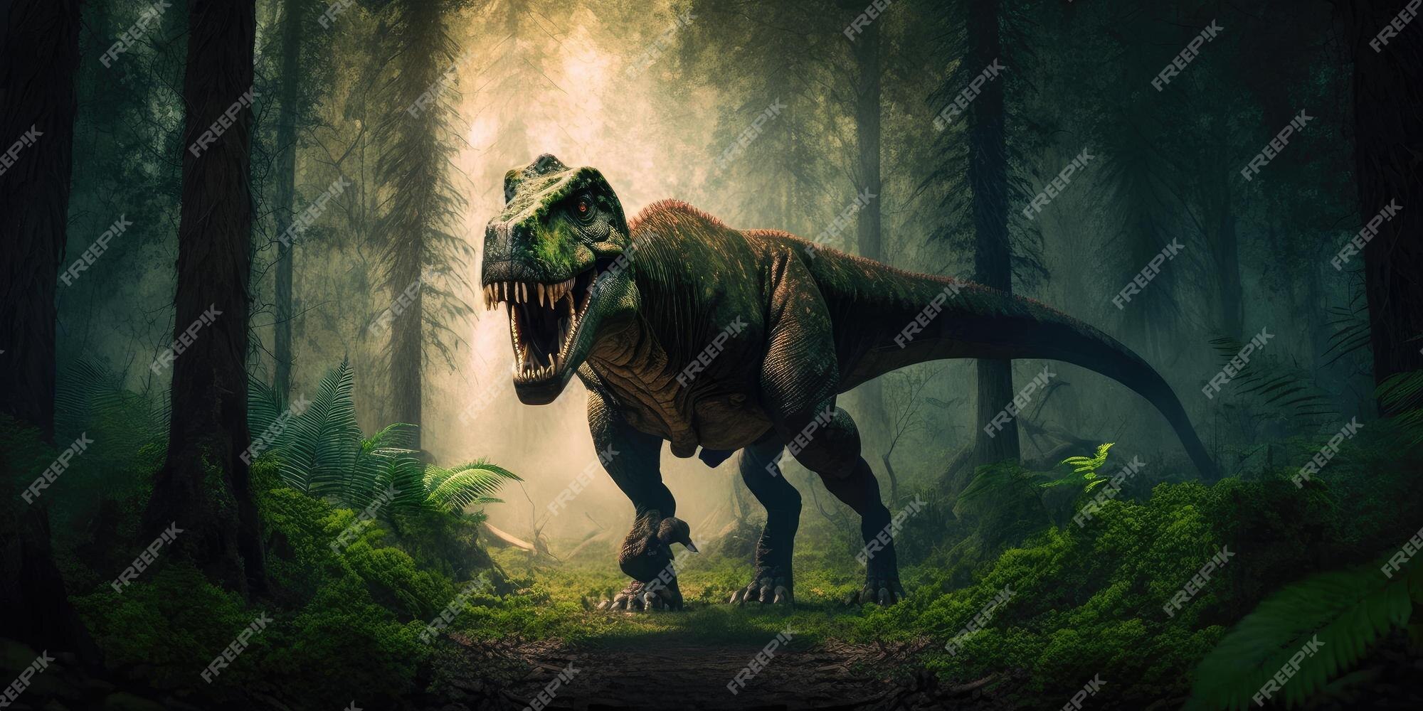 Criatura pré-histórica ou dinossauro na natureza selvagem desenho de estilo  realista