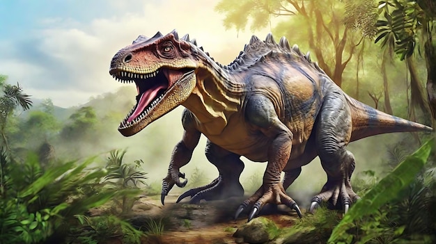 Criatura prehistórica o dinosaurio en la naturaleza salvaje estilo realista