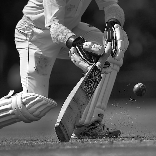 Cricket-Schlaghandschuhe und ein Spieler, der taucht, um seinen Boden zu schaffen