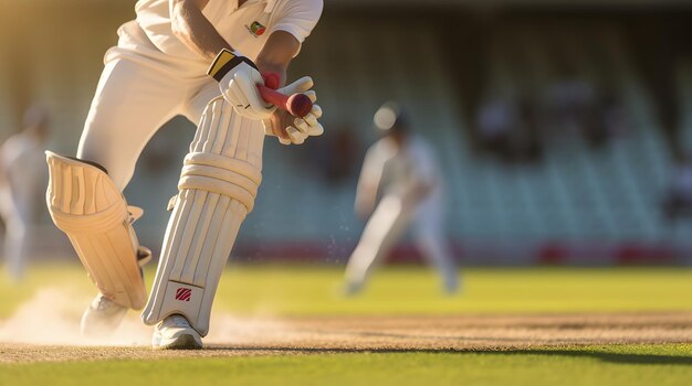 Foto cricket-schlagmann bereit, einen schnellen ball zu schlagen