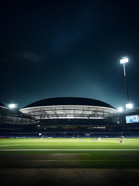 Cricket-Stadion bei Nacht Hintergrund