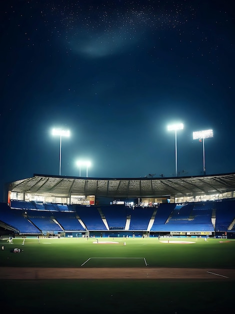 Cricket-Stadion bei Nacht Hintergrund