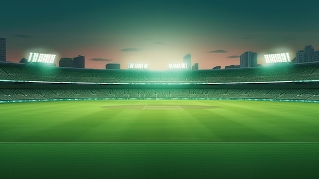 Cricketstadion in Lichtern und Blitzen Generative KI