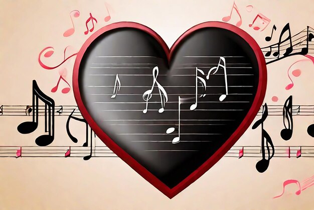 Foto crie uma imagem baseada no nome lyric love hub com notas musicais no fundo de um coração