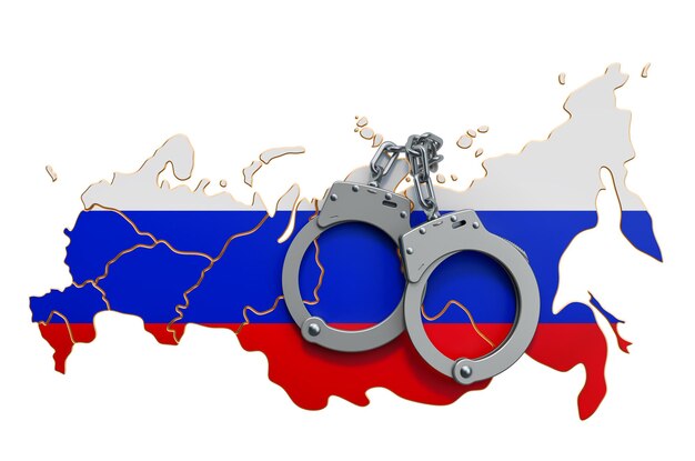 Crimen y castigo en Rusia concepto renderizado 3D