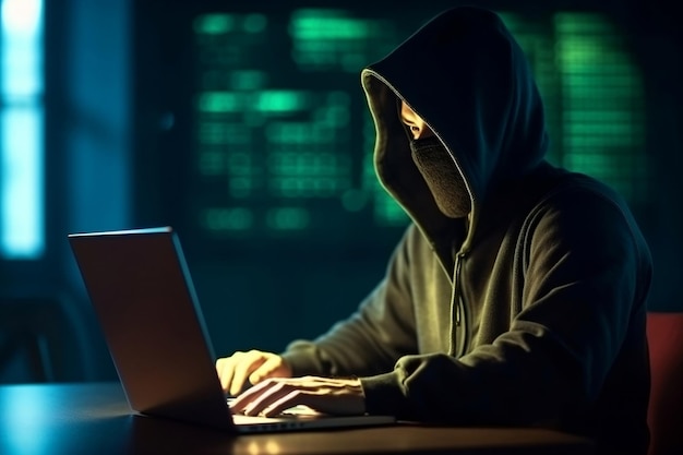 Crimen digital cometido por un hacker anónimo IA generativa