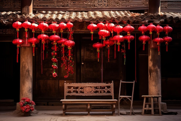 Foto crimson charm traditionelle chinesische laternen