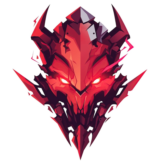 Crimson dämonische Maske auf einem weißen Hintergrund 2D-Logo