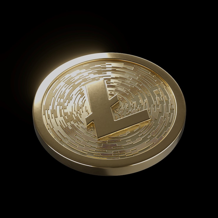 Foto cripto lite carta l moneda de oro realista ilustración 3d aislada mínima fondo