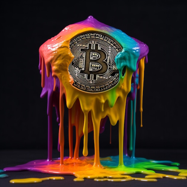 Foto criptomoeda bitcoin moeda de ouro bitcoin logotipo