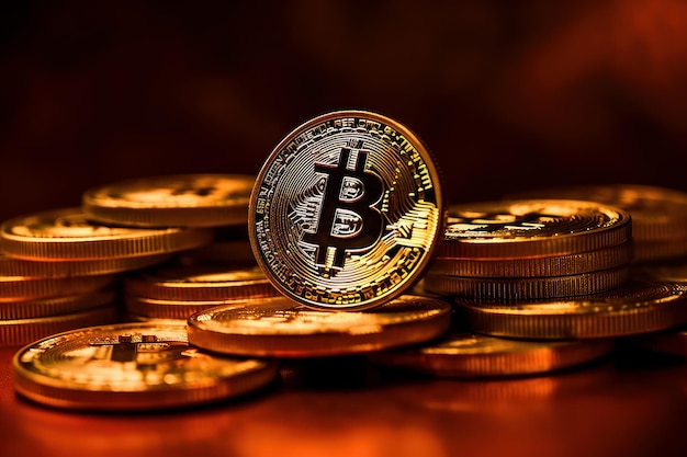 Criptomoneda golden bitcoin fondo Concepto de inversión financiera Ai generativo